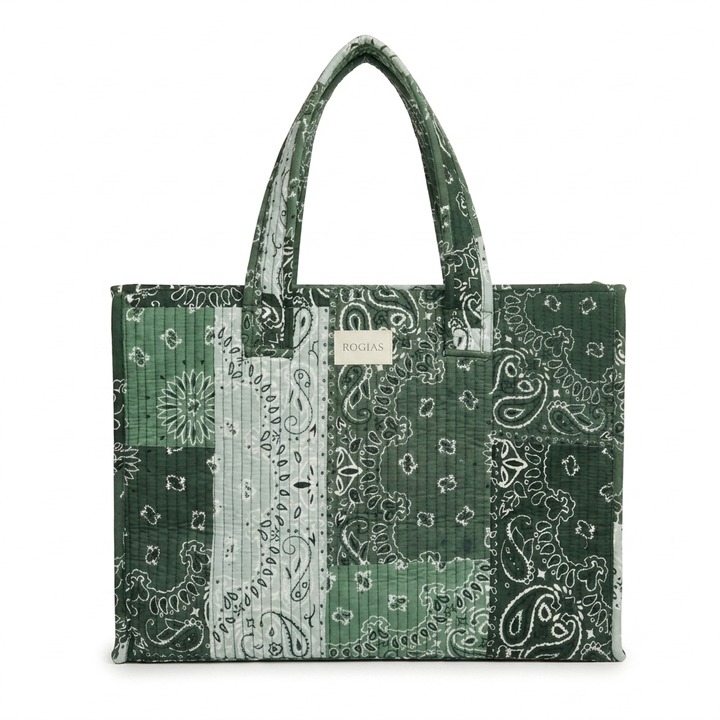 Medium Paisley Tote - Olive Green