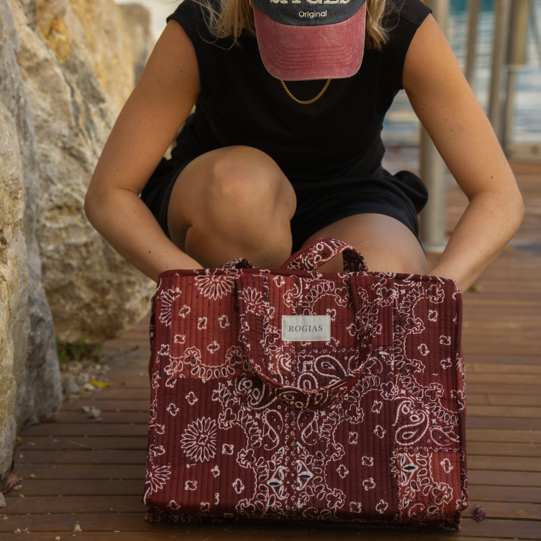 Medium Paisley Tote - Burgundy