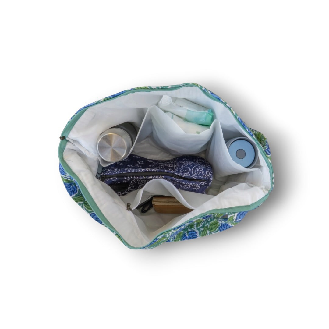 Mom Bag - Teal Vichy