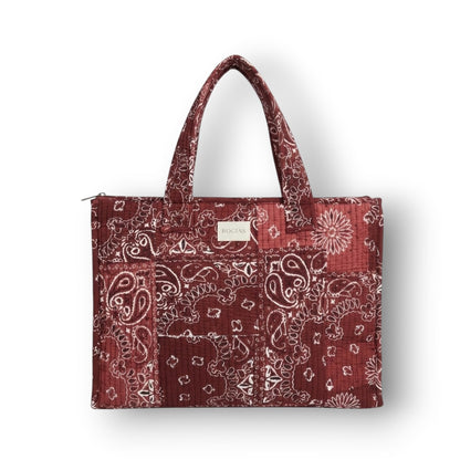 Medium Paisley Tote - Burgundy