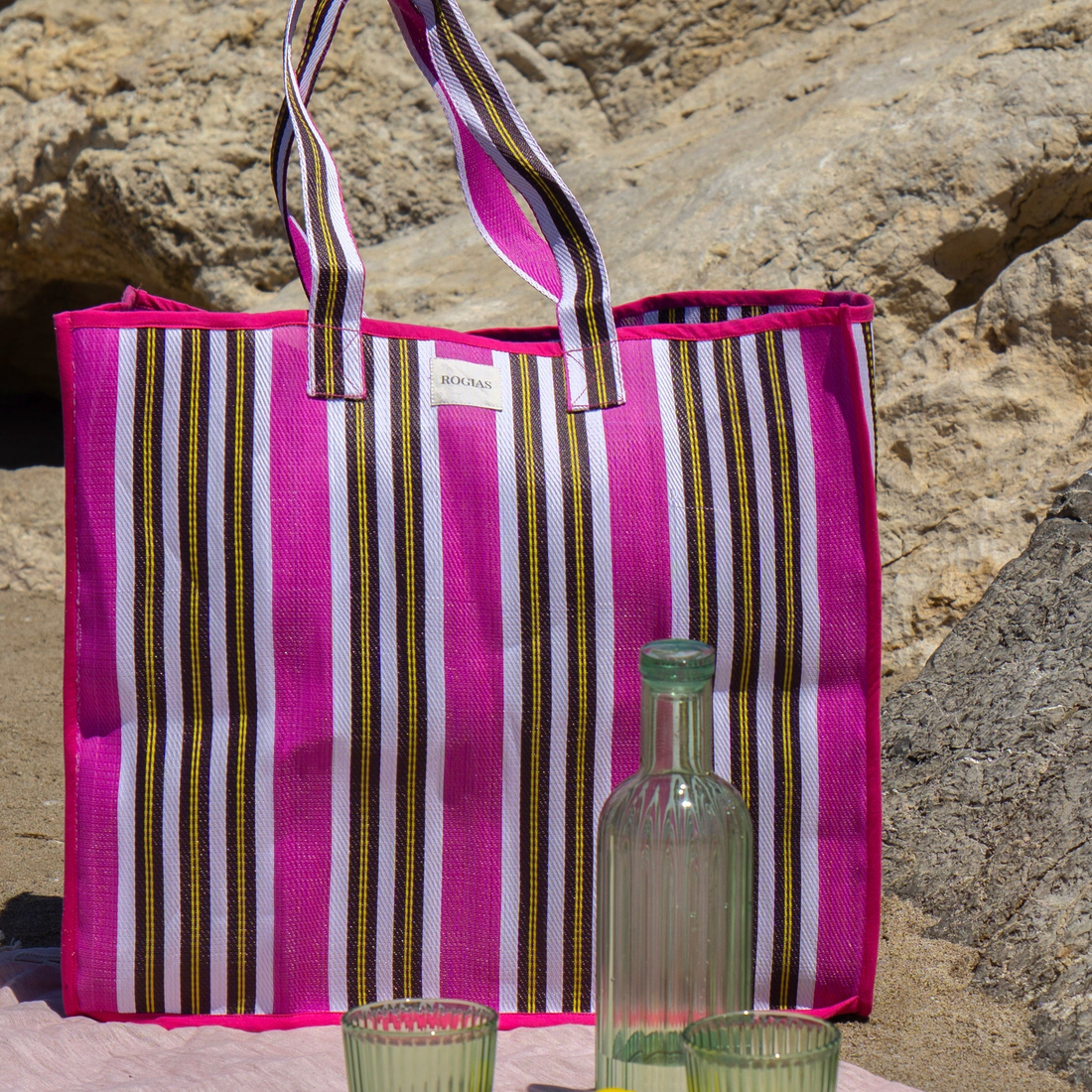 XL Nylon Beach Tote - Fuchsia