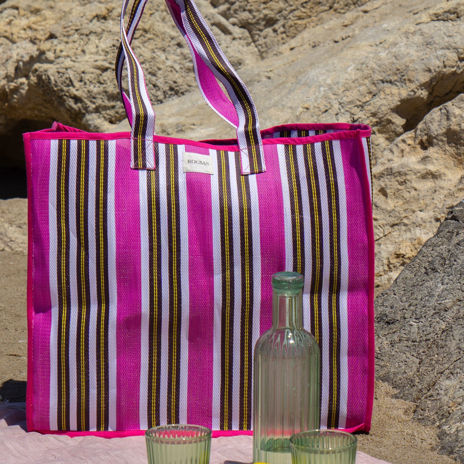 XL Nylon Beach Tote - Fuchsia