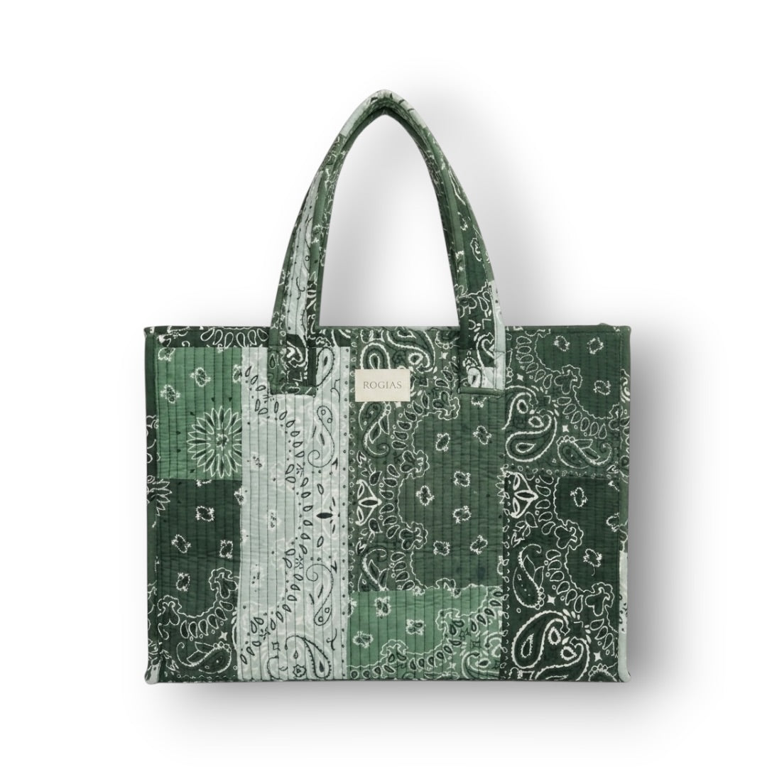 Medium Paisley Tote -Olive Green