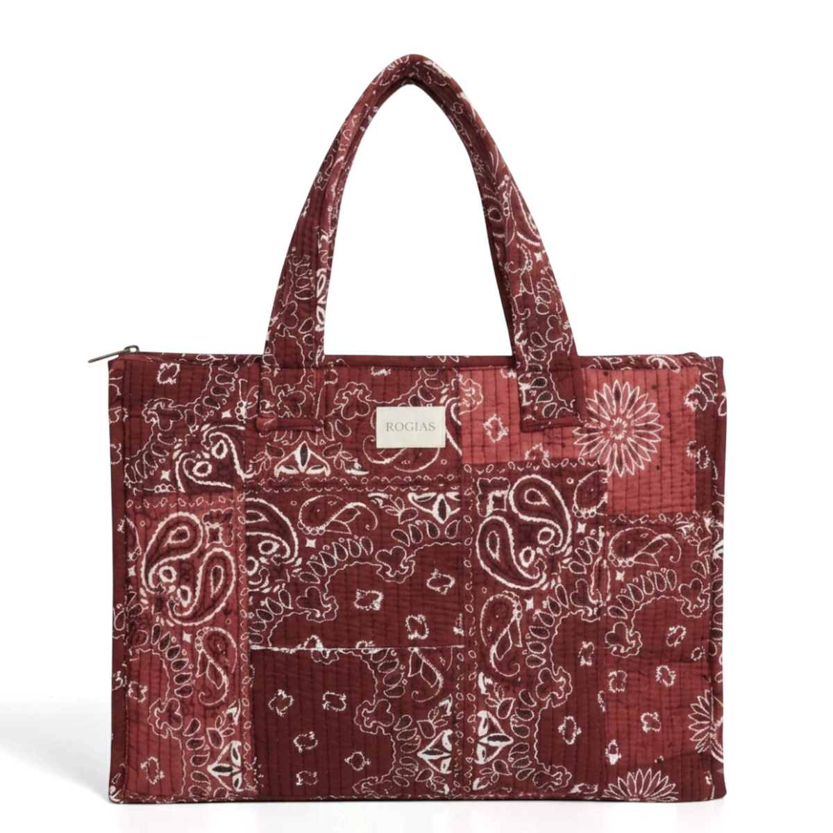 Medium Paisley Tote - Burgundy