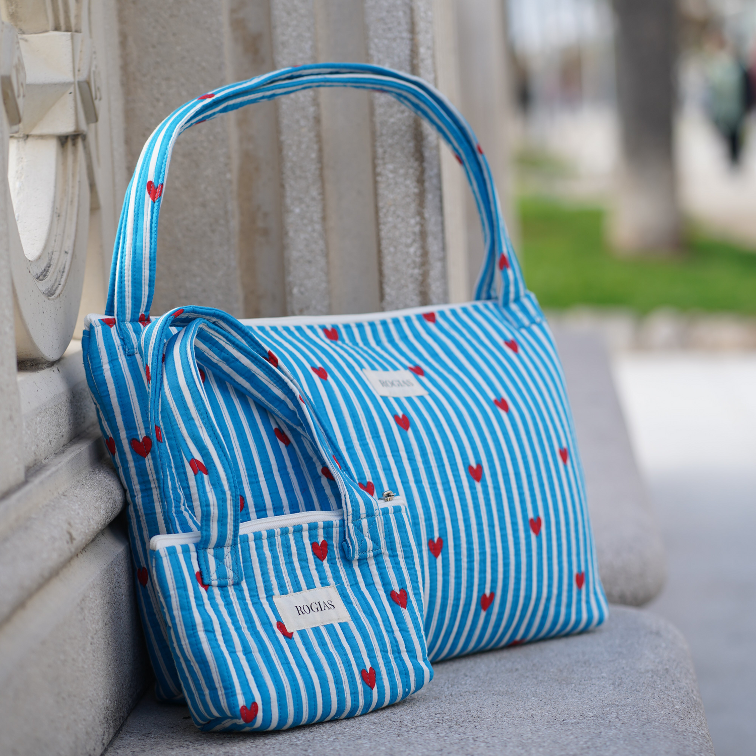 ROGIAS Mom Bag - Stripes &amp; hearts (+ free matching kids bag)
