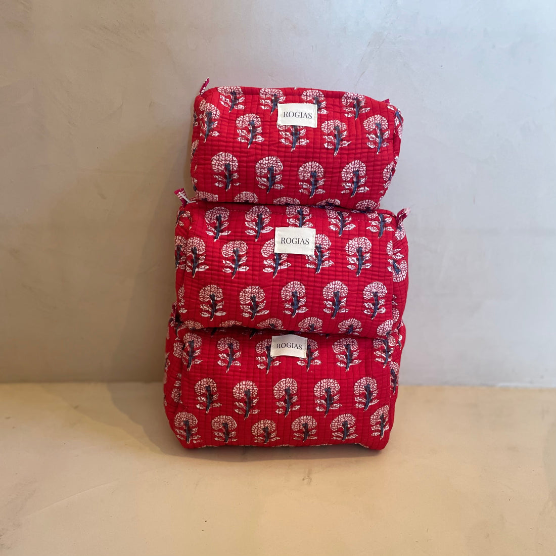 Set of 3 toiletry bags - Warm red
