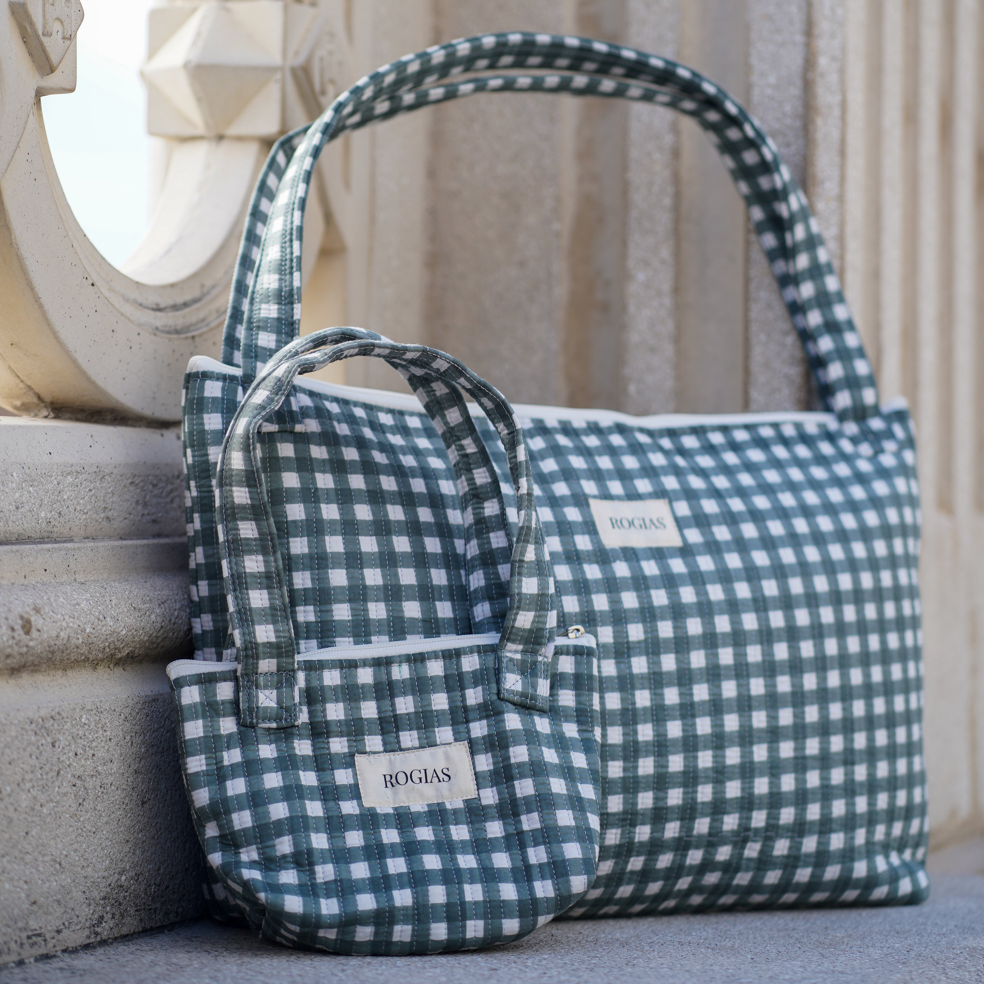 ROGIAS Mom Bag - Sage Vichy (+ free matching kids bag)