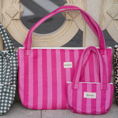 ROGIAS Mom Bag - Pink stripes (+ free matching kids bag)